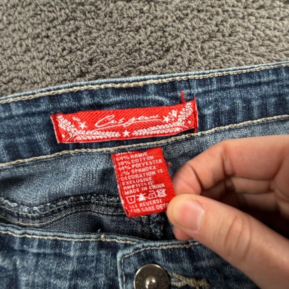 COS Jeans Denim Women Blue Size 16 Ramie Blend Floral Capri Crop ACTL 35x19.5 - Picture 10 of 15